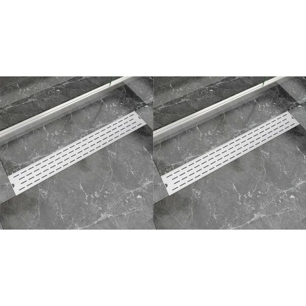 vidaXL Scarico Doccia Lineare 2 pz 830x140 mm Acciaio Inossidabile