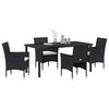 vidaXL Set da Pranzo per Giardino con cuscino 5 pcs Nero polyrattan