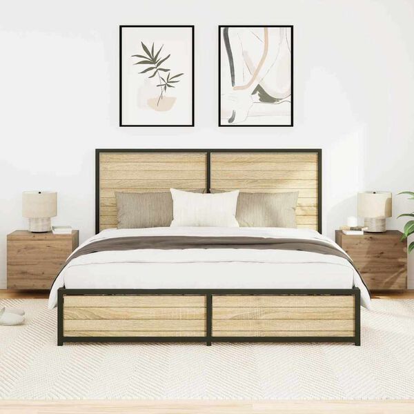 vidaXL Armadio da Notte 2 pcs Rovere artigianale 50 x 39 x 41 cm