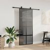 vidaXL Porta Scorrevole Set Ferramenta Nera 90x205 cm Vetro Temperato