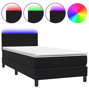 vidaXL Letto a Molle con Materasso e LED Nero 90x210 cm in Velluto