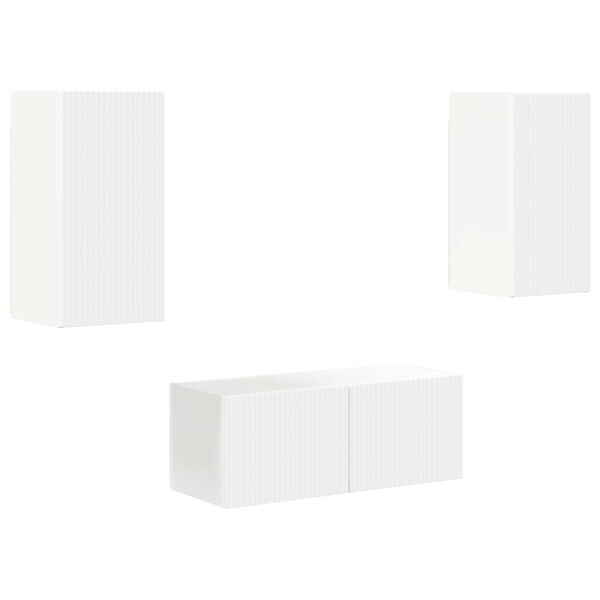 vidaXL Set mobile TV Montaggio a parete 6 pcs Bianco Legno multistrato