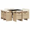 vidaXL Set da Pranzo da Giardino 9 pz con Cuscini Beige in Polyrattan