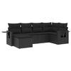 vidaXL Set Divano da Giardino 6 pz con Cuscini Nero in Polyrattan