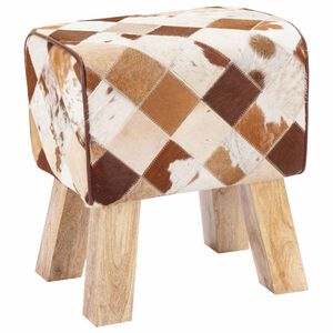 vidaXL panchina 40 x 30 x 45 cm Pelle Vera Marrone Patchwork