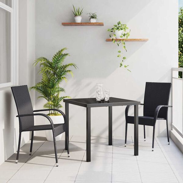vidaXL Set da Pranzo per Giardino 3 pcs Nero