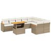 vidaXL Set Divano da Giardino 10 pz con Cuscini Beige in Polyrattan