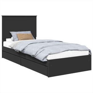 vidaXL Letto con Contenitore Nero 100 x 200 cm Legno multistrato