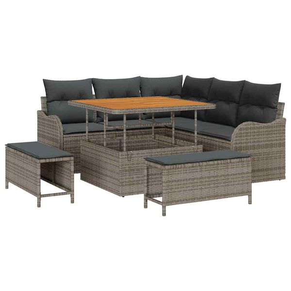 vidaXL Set Divano da Giardino 8 pcs Grigio polyrattan