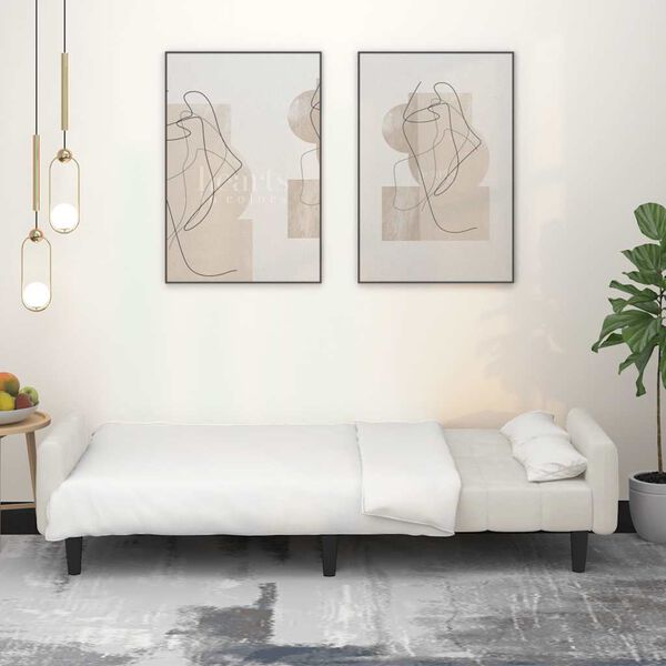 vidaXL Divano Letto a 2 Posti Crema in Velluto