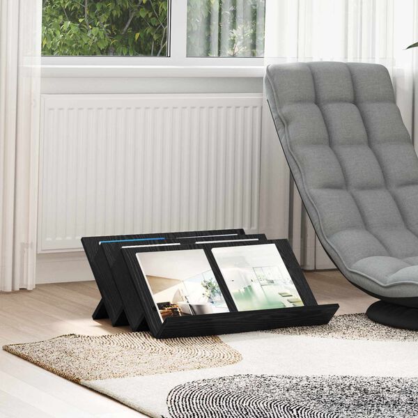 vidaXL Scaffale per riviste Rovere Nero 65 x 53 x 28,5 cm