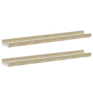 vidaXL Mensole da Parete 2 pz Bianco e Rovere Sonoma 60x9x3 cm