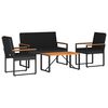 vidaXL Set di Mobili da Esterno con cuscino 4 pcs Nero polyrattan