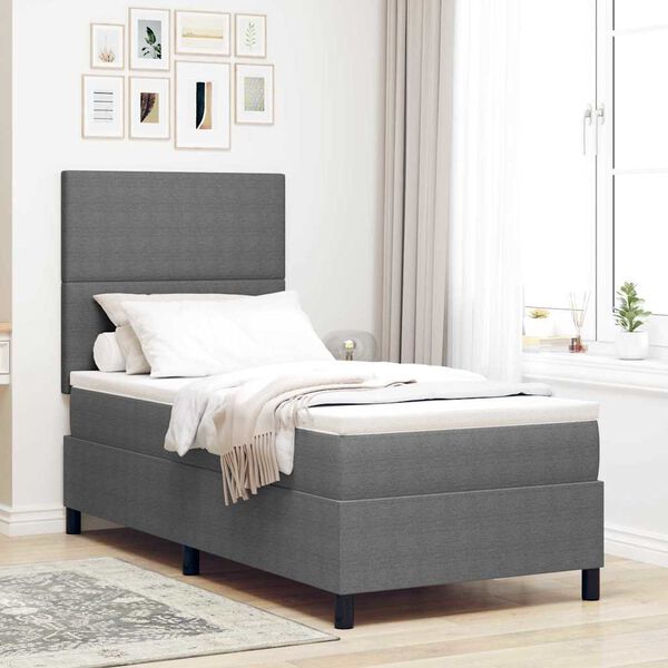 vidaXL Letto a molle con testiera Grigio chiaro e bianco 100 x 200 cm