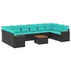 vidaXL Set Divani da Giardino 11 pz con Cuscini Nero in Polyrattan