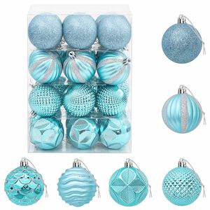 vidaXL Set di Palline di Natale 36 pz Turchese Diam. 6 cm Polistirolo