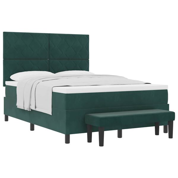 vidaXL Letto a molle con materasso Verde scuro 160 x 200 cm Velluto