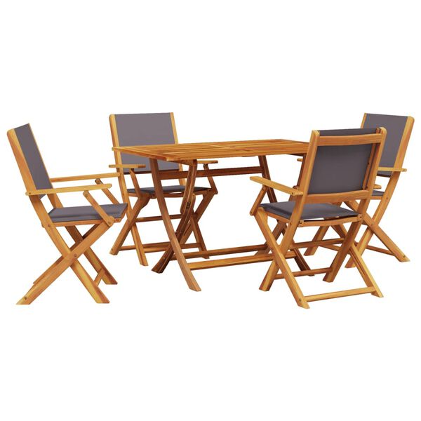 vidaXL Set Pranzo da Giardino 5pz Antracite Tessuto e Legno Massello