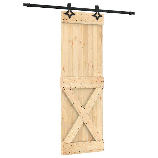 vidaXL Porta Scorrevole con Set Hardware 70x210 cm Legno Massello Pino