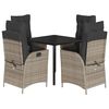 vidaXL Set da Pranzo da Giardino 5 pz con Cuscini in Polyrattan Grigio