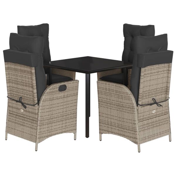 vidaXL Set da Pranzo da Giardino 5 pz con Cuscini in Polyrattan Grigio