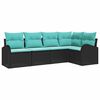 vidaXL Set Divano da Giardino 5 pcs Nero e Turchese polyrattan