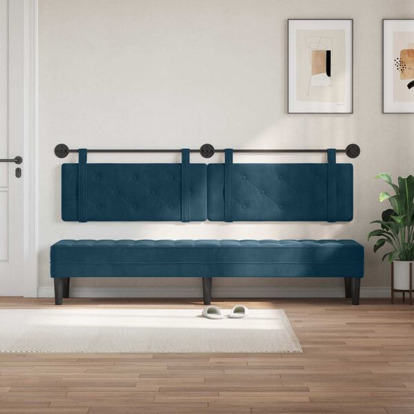 vidaXL Testata appesa Montaggio a parete Blu 210 x 55 x 5 cm Velluto
