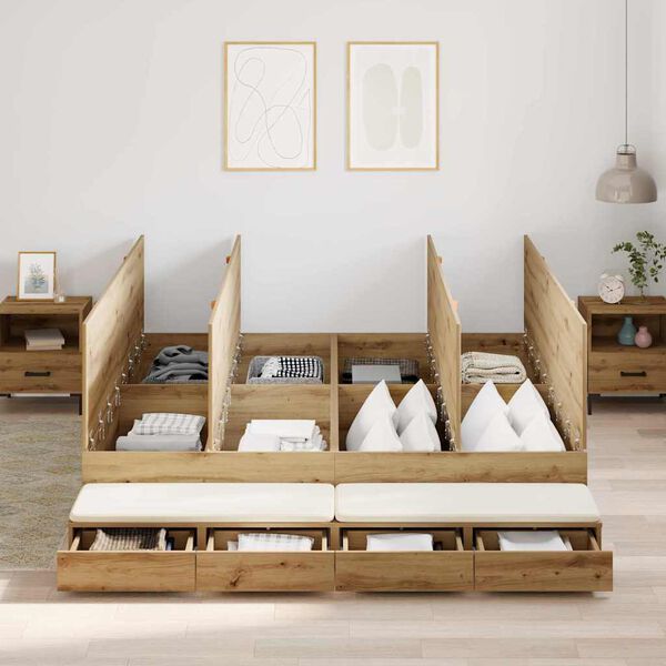 vidaXL Struttura letto con contenitore Rovere artigianale 200 cm