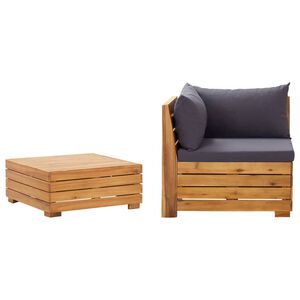 vidaXL Set Divani da Giardino 2 pz con Cuscini in Massello di Acacia