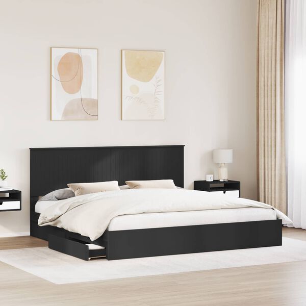 vidaXL Letto con Contenitore Nero 200 x 200 cm Legno multistrato