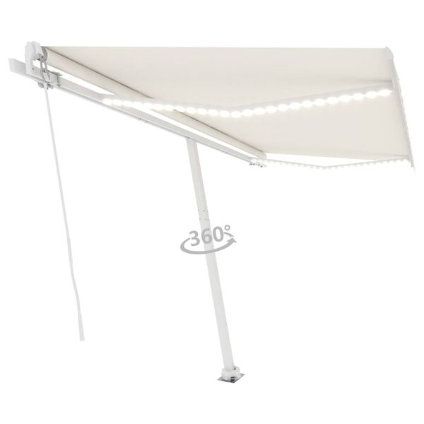 vidaXL Tenda da Sole Retrattile Manuale LED 450x350 cm Crema