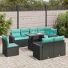 vidaXL Set Divani da Giardino 9 pz con Cuscini Nero Polyrattan Acacia