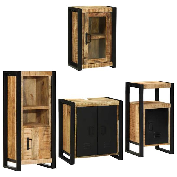vidaXL Set di mobili per il bagno 4 pcs Legno di Mango Massello