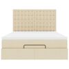 vidaXL Struttura Letto Pouf con Materasso Crema 140x190 cm in Tessuto