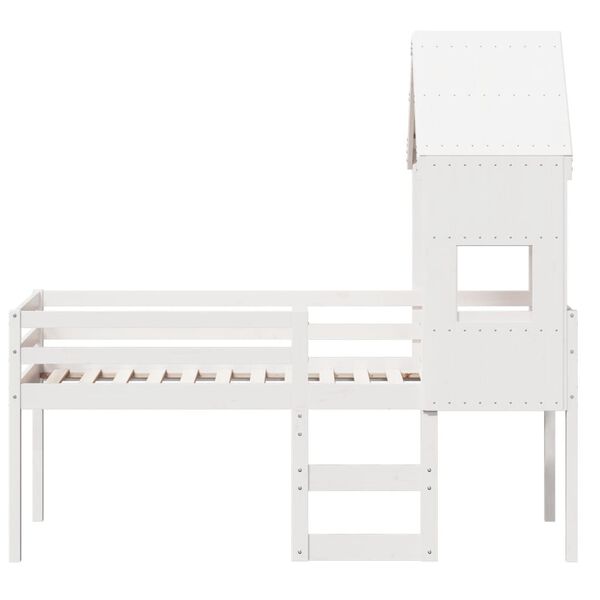 vidaXL Letto a Soppalco con Tetto Bianco 90x190 cm in Legno di Pino