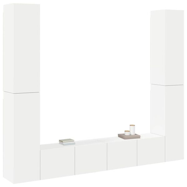 vidaXL Set Mobili Porta TV 6 pz Bianco in Legno Multistrato