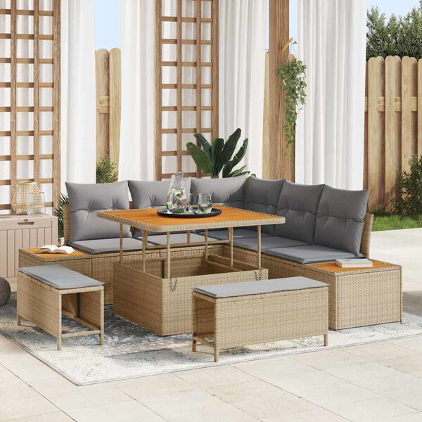 vidaXL Set Divano da Giardino 8 pcs Beige polyrattan