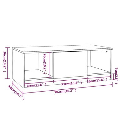 vidaXL Tavolino da Salotto Grigio Sonoma 102x50x36cm Legno Multistrato