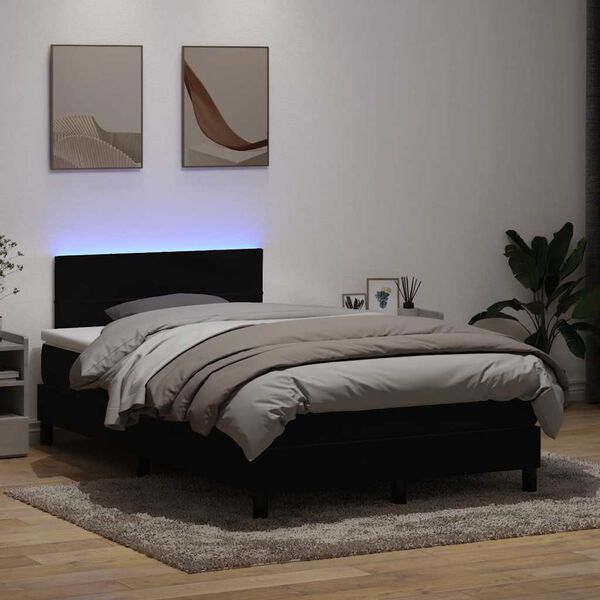 vidaXL Letto a Molle con Materasso e LED Nero 120x210 cm in Velluto