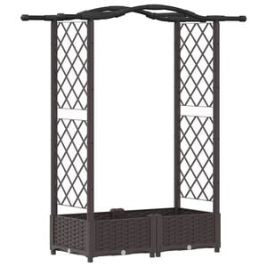 vidaXL Letto Rialzato con Griglia e Tetto Marrone 124 x 40 x 123 cm PP