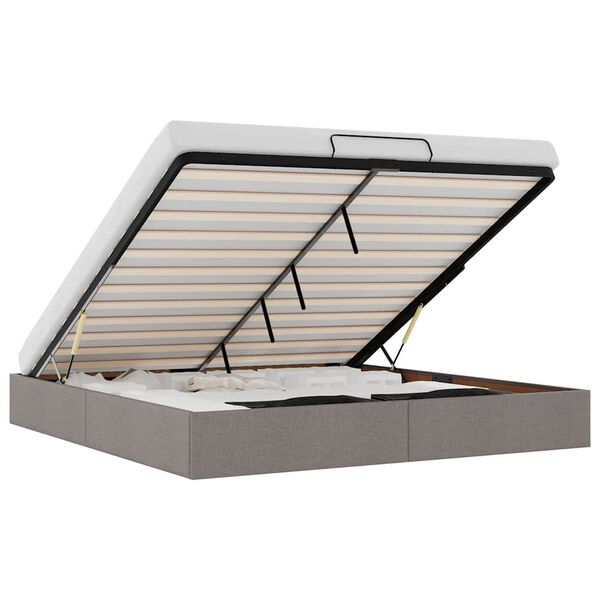 vidaXL Struttura Letto Pouf senza Materasso Tortora 200x200 cm Tessuto