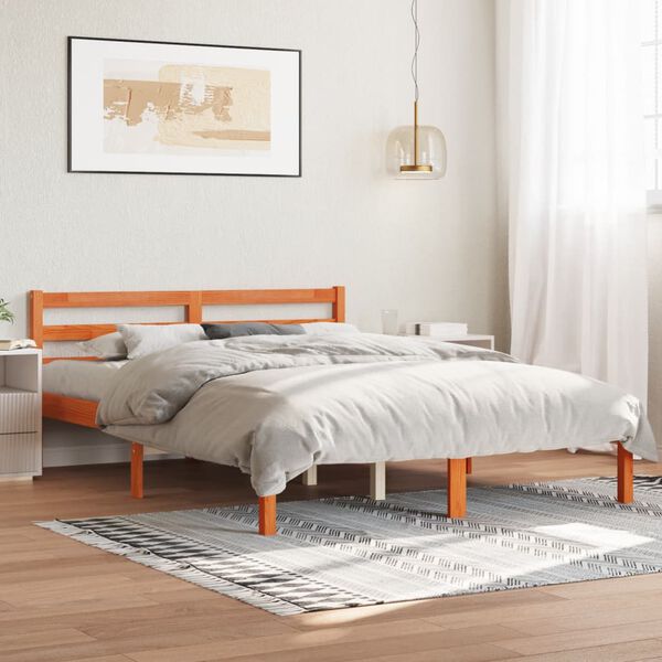 vidaXL Letto senza Materasso Marrone Cera 120x190 cm in Legno di Pino