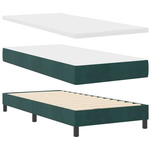 vidaXL Letto a Sorgente LED Verde Scuro 90 x 190 cm Velluto