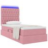 vidaXL Letto con contenitore e LED con led Rosa 90 x 200 cm Velluto