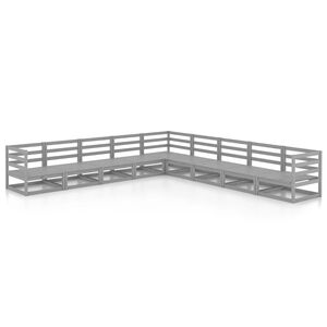 vidaXL Set Divani da Giardino 9 pz Grigi in Legno Massello di Pino