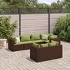 vidaXL Set Divani da Giardino 7 pz con Cuscini in Polyrattan Marrone