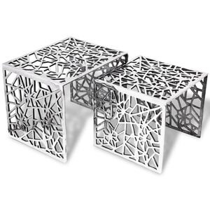 vidaXL Set 2 Tavolini Quadrati Alluminio Argento