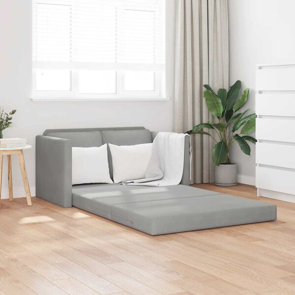 vidaXL Divano Letto da Terra 2 in 1 Grigio Chiaro 122x204x55cm Velluto