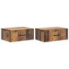 vidaXL Mobiletto da notte a muro 2 pcs Legno antico 49 x 34,5 x 20 cm