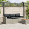 vidaXL Divano da Giardino con Cuscini 3 Posti Grigio Chiaro Polyrattan
